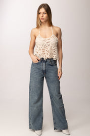 Patrizia Pepe Jeans con Logo Fly Ricamato Sul Retro 8P0818 D108 NEW WARM BLUE WASH