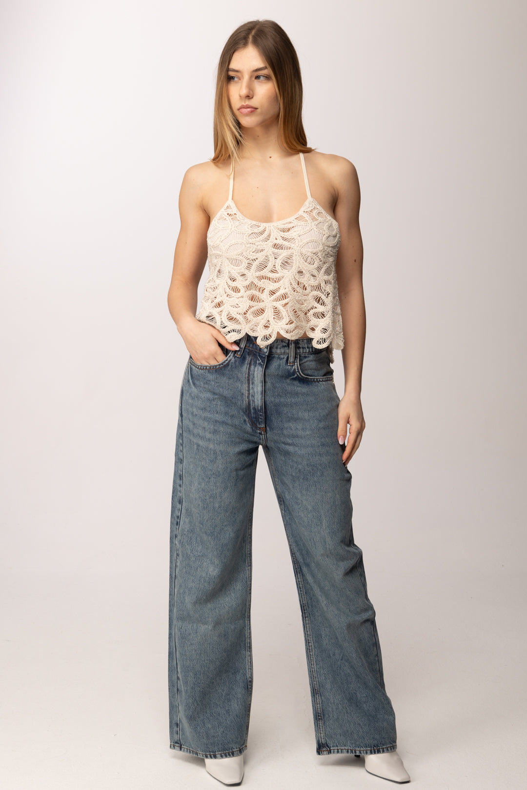 Patrizia Pepe Donna Jeans con Logo Fly Ricamato Sul Retro 8P0818