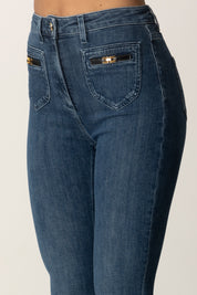 Elisabetta Franchi Jeans con Logo Gioiello PJ12N56E2 BLUE DENIM