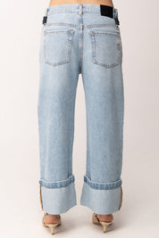 Pinko Jeans Cropped con Cintura In Pelle Pinko 106385 A34T PJO