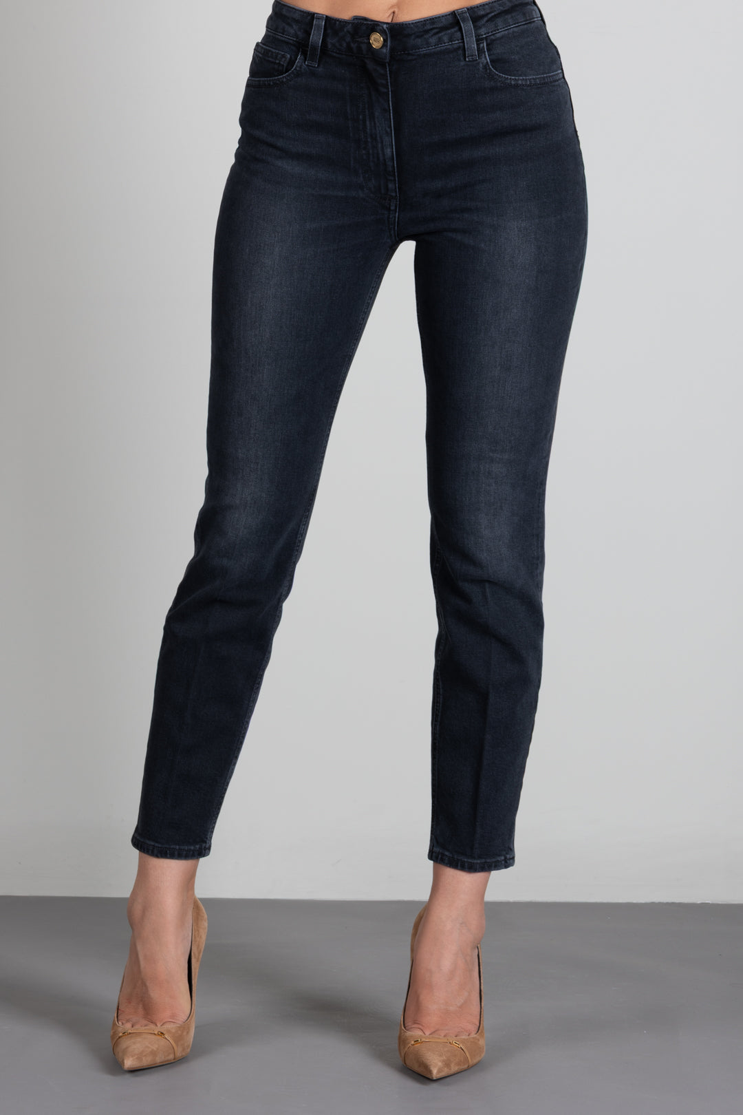 Elisabetta Franchi Jeans Delavé con Logo PJ11I66E2 VINTAGE BLACK