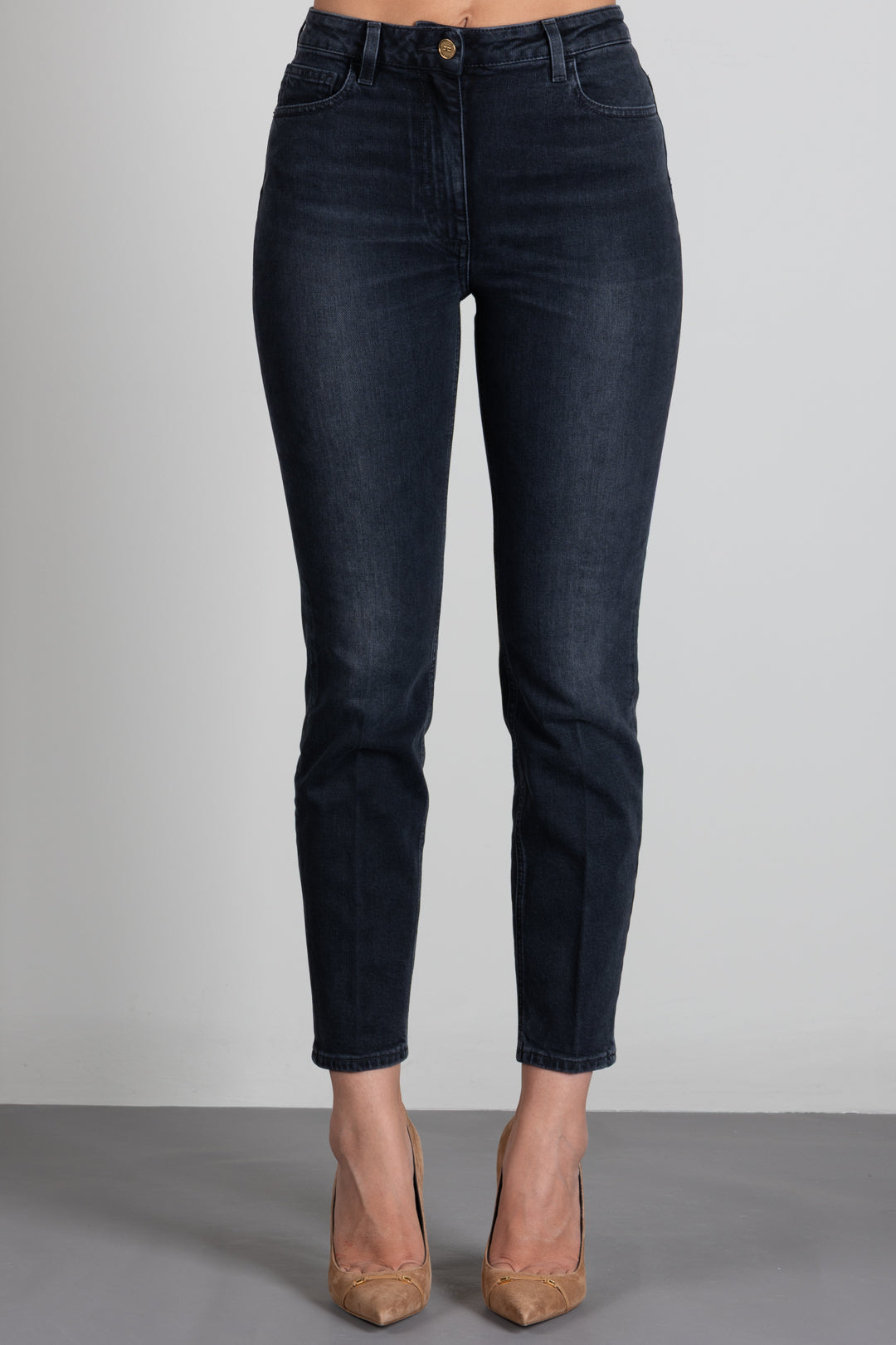 Elisabetta Franchi Jeans Delavé con Logo PJ11I66E2 VINTAGE BLACK