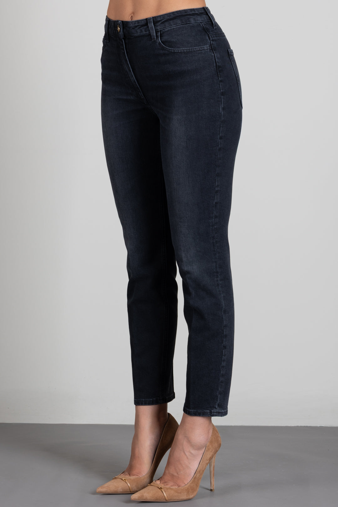 Elisabetta Franchi Jeans Delavé con Logo PJ11I66E2 VINTAGE BLACK