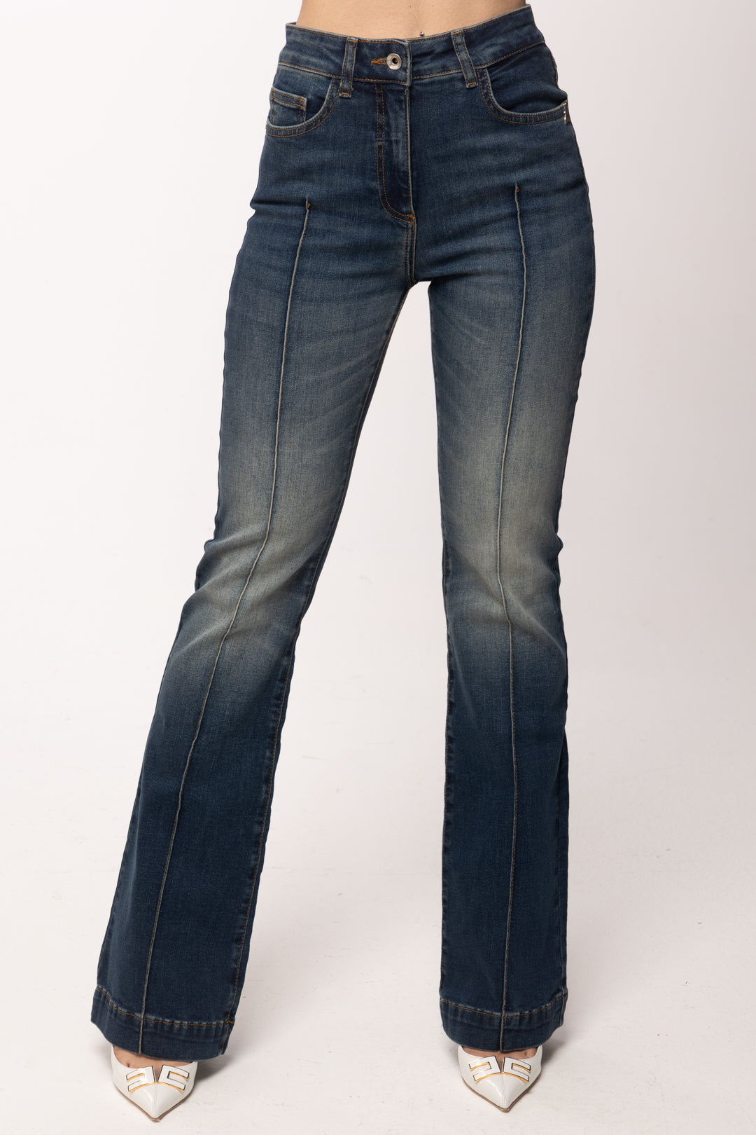 Patrizia Pepe Jeans Flare Aderenti a Vita Alta 8P0787 D140 DIRTY BLUE WASH