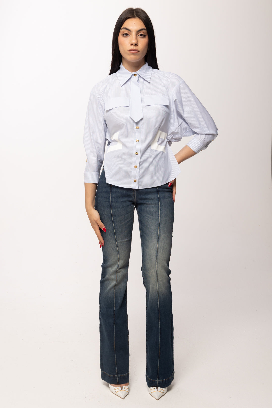 Patrizia Pepe Jeans Flare Aderenti a Vita Alta 8P0787 D140 DIRTY BLUE WASH