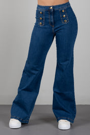 Elisabetta Franchi Bambina Jeans Flare con Bottoni Decorativi EFPA326CDS004.4039
