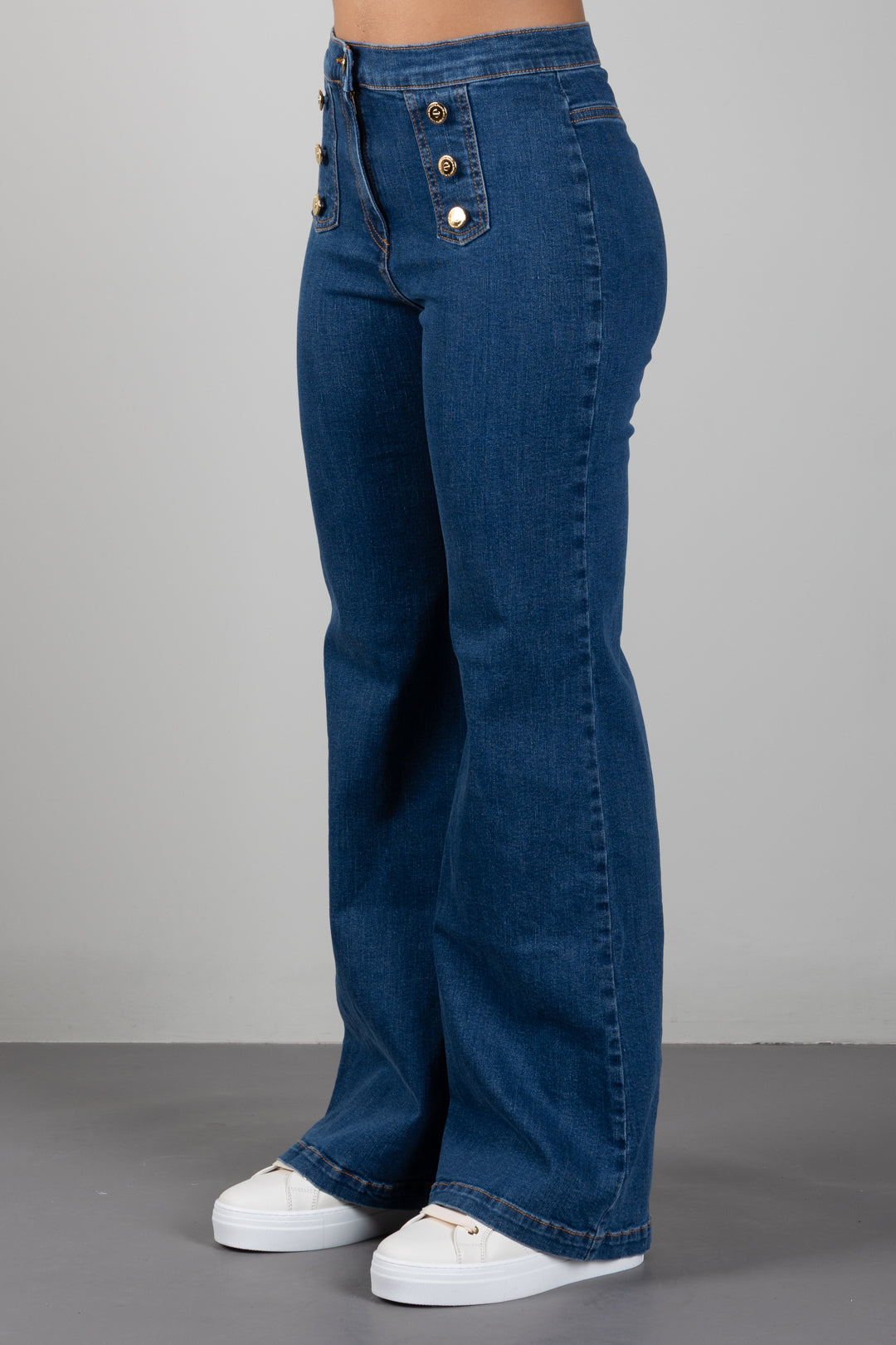 Elisabetta Franchi Bambina Jeans Flare con Bottoni Decorativi EFPA326CDS004.4039