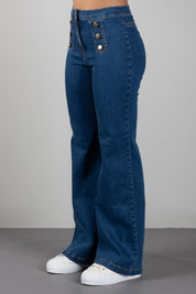 Elisabetta Franchi Bambina Jeans Flare con Bottoni Decorativi EFPA326CDS004.4039