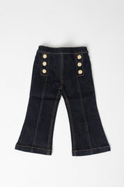 Elisabetta Franchi Bambina Jeans Flare con Bottoniera Oro EGPA0890DS004 BLU SCURO