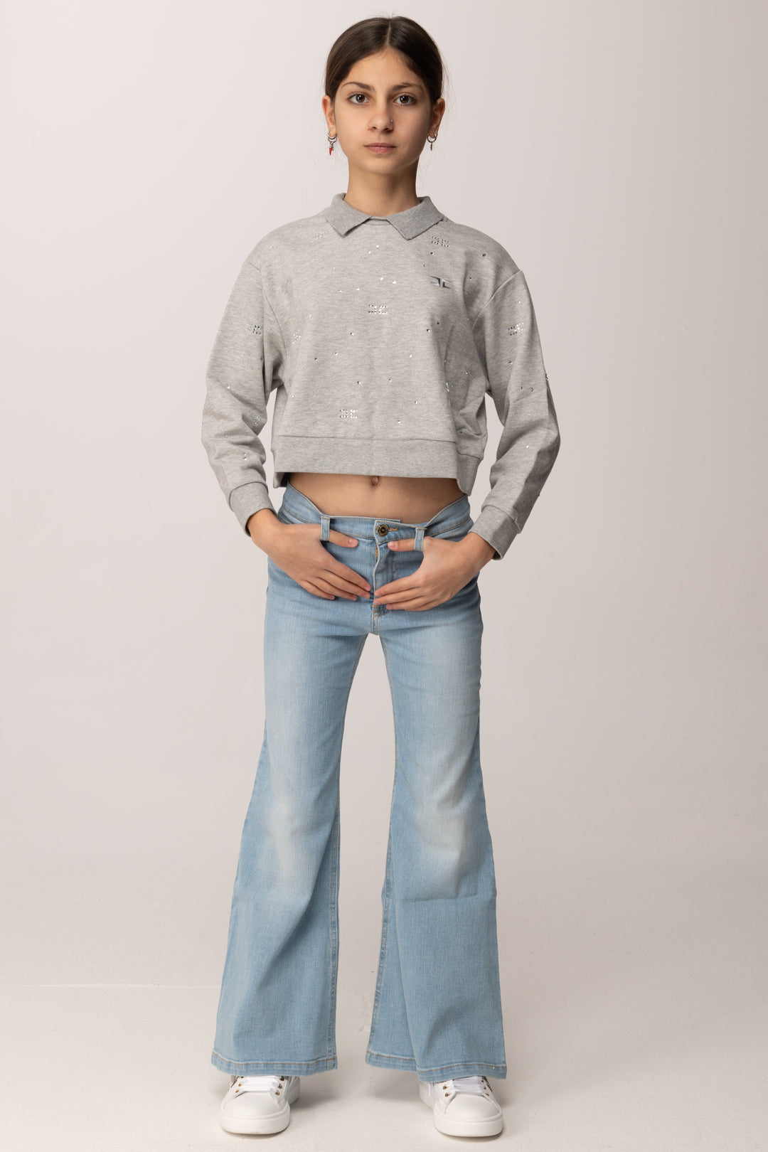 Elisabetta Franchi Bambina Jeans Flare con Morsetto Logo EFPA3110DS004.4099