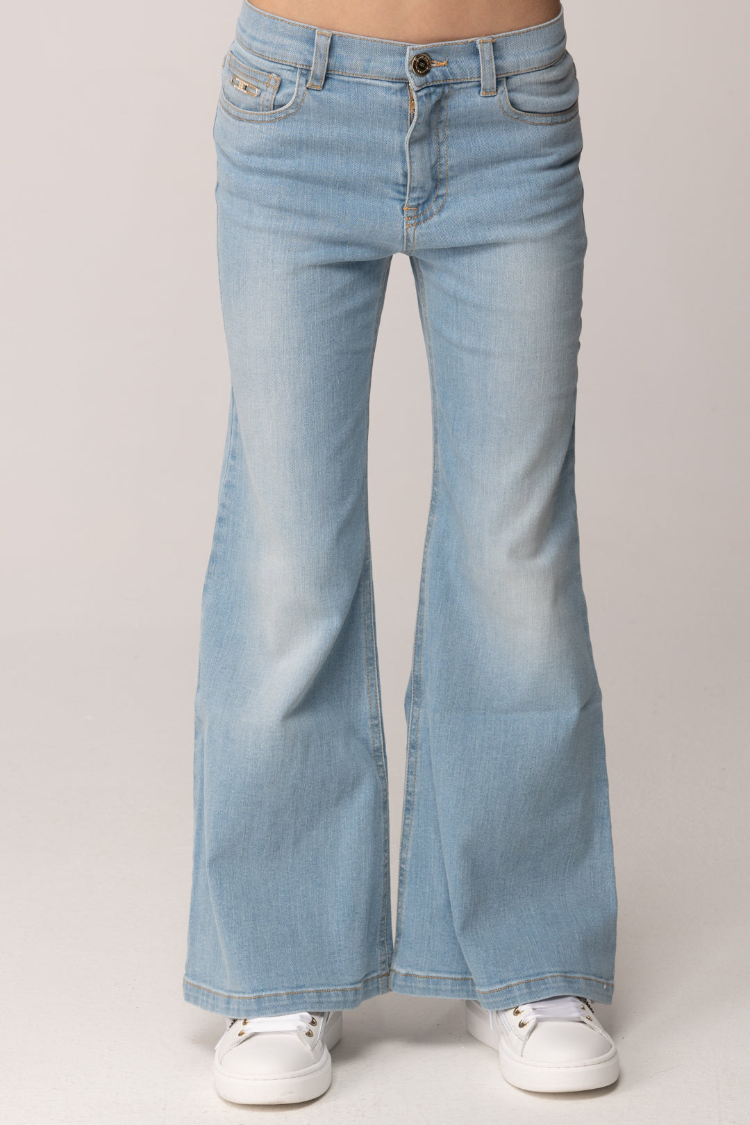 Elisabetta Franchi Bambina Jeans Flare con Morsetto Logo EFPA3110DS004.4099