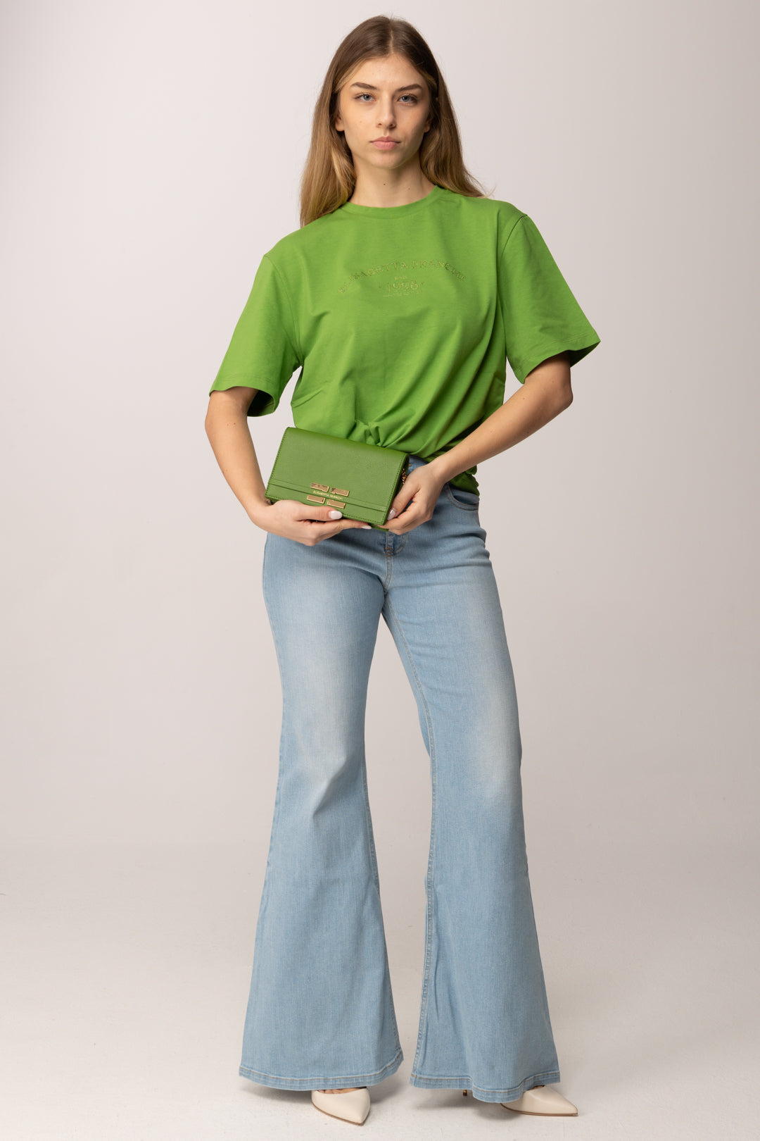 Elisabetta Franchi Bambina Jeans Flare con Morsetto Logo EFPA3110DS004.4099