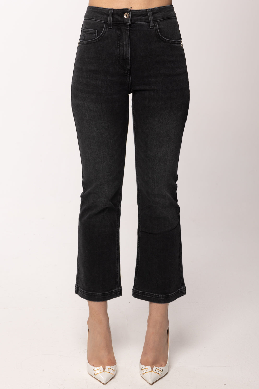 Patrizia Pepe Jeans Flare Cropped a Vita Alta 8P0819 D140 BLACK WASH