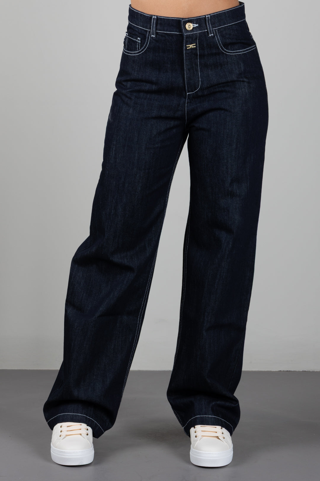 Elisabetta Franchi Bambina Jeans In Denim Scuro con Logo EFPA322CDF011.4040
