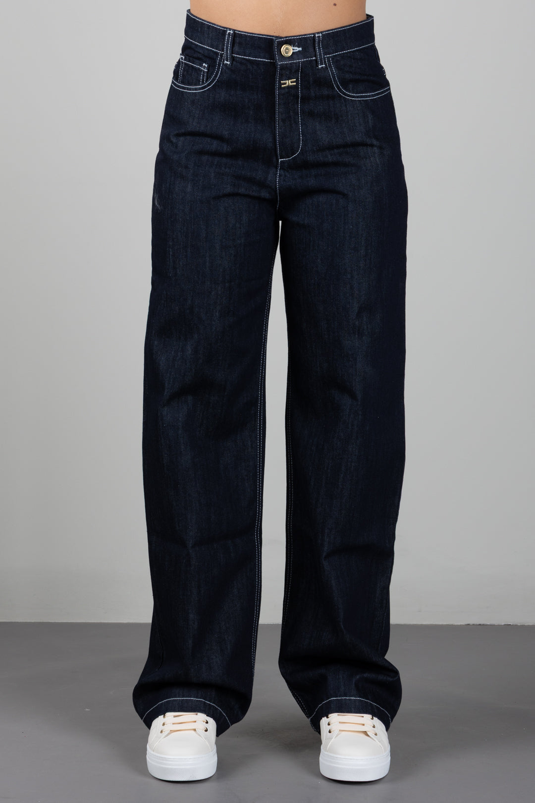 Elisabetta Franchi Bambina Jeans In Denim Scuro con Logo EFPA322CDF011.4040