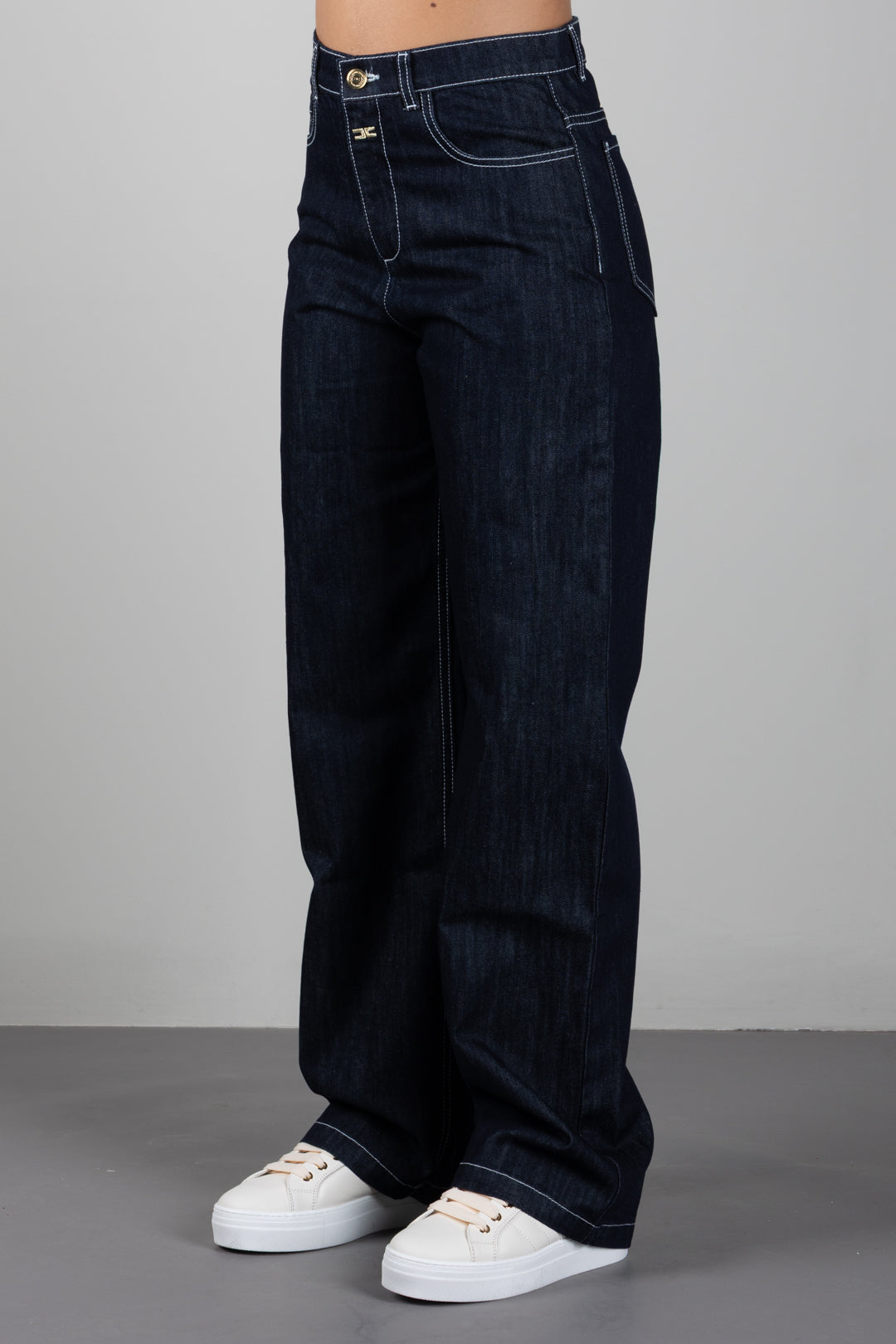 Elisabetta Franchi Bambina Jeans In Denim Scuro con Logo EFPA322CDF011.4040