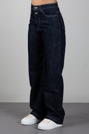 Elisabetta Franchi Bambina Jeans In Denim Scuro con Logo EFPA322CDF011.4040