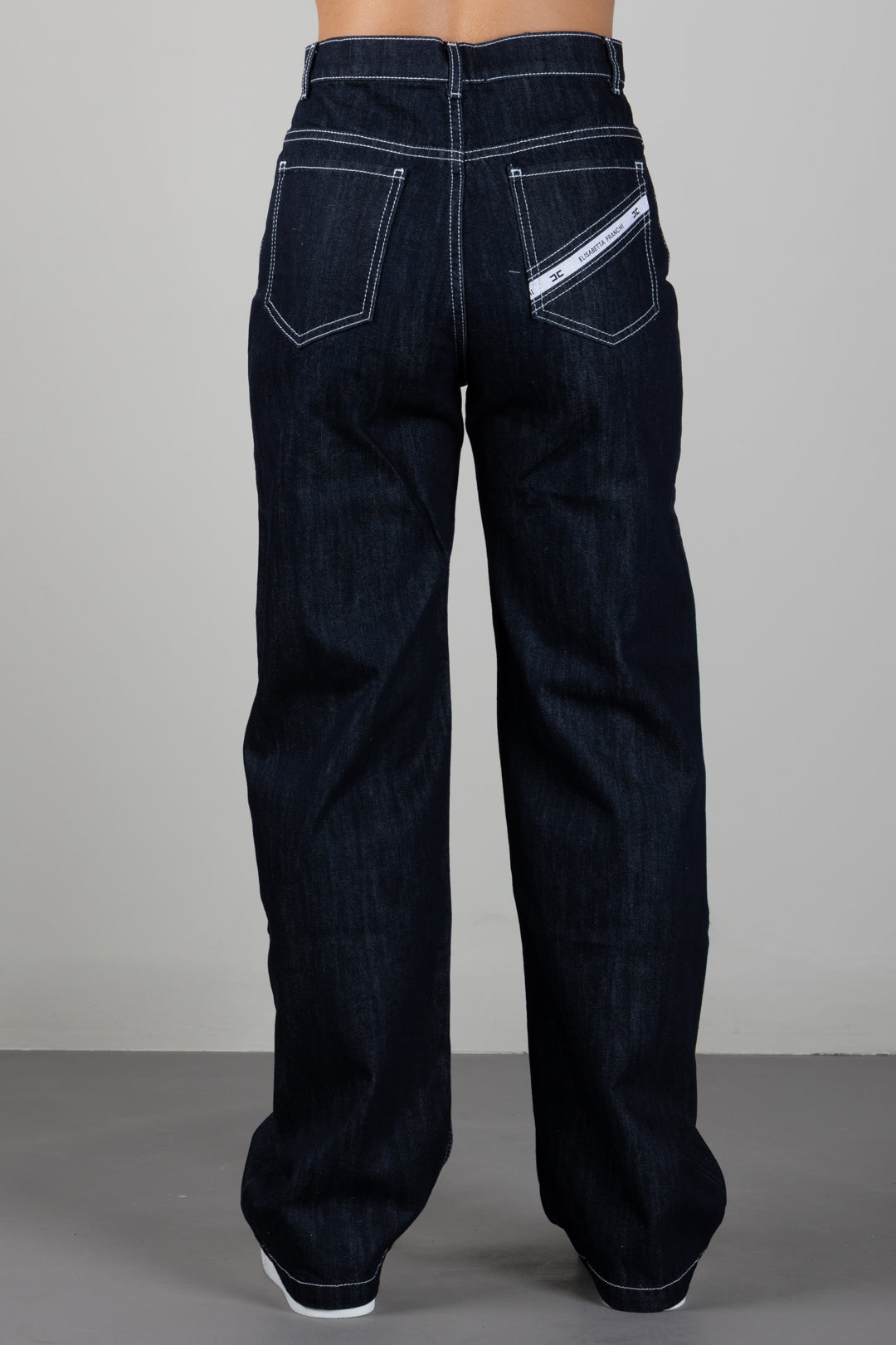 Elisabetta Franchi Bambina Jeans In Denim Scuro con Logo EFPA322CDF011.4040