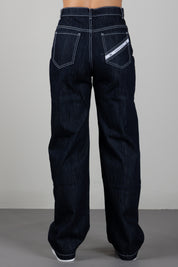 Elisabetta Franchi Bambina Jeans In Denim Scuro con Logo EFPA322CDF011.4040