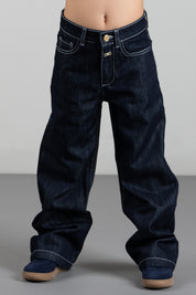Elisabetta Franchi Bambina Jeans In Denim Scuro con Logo EFPA322CDF011.4040