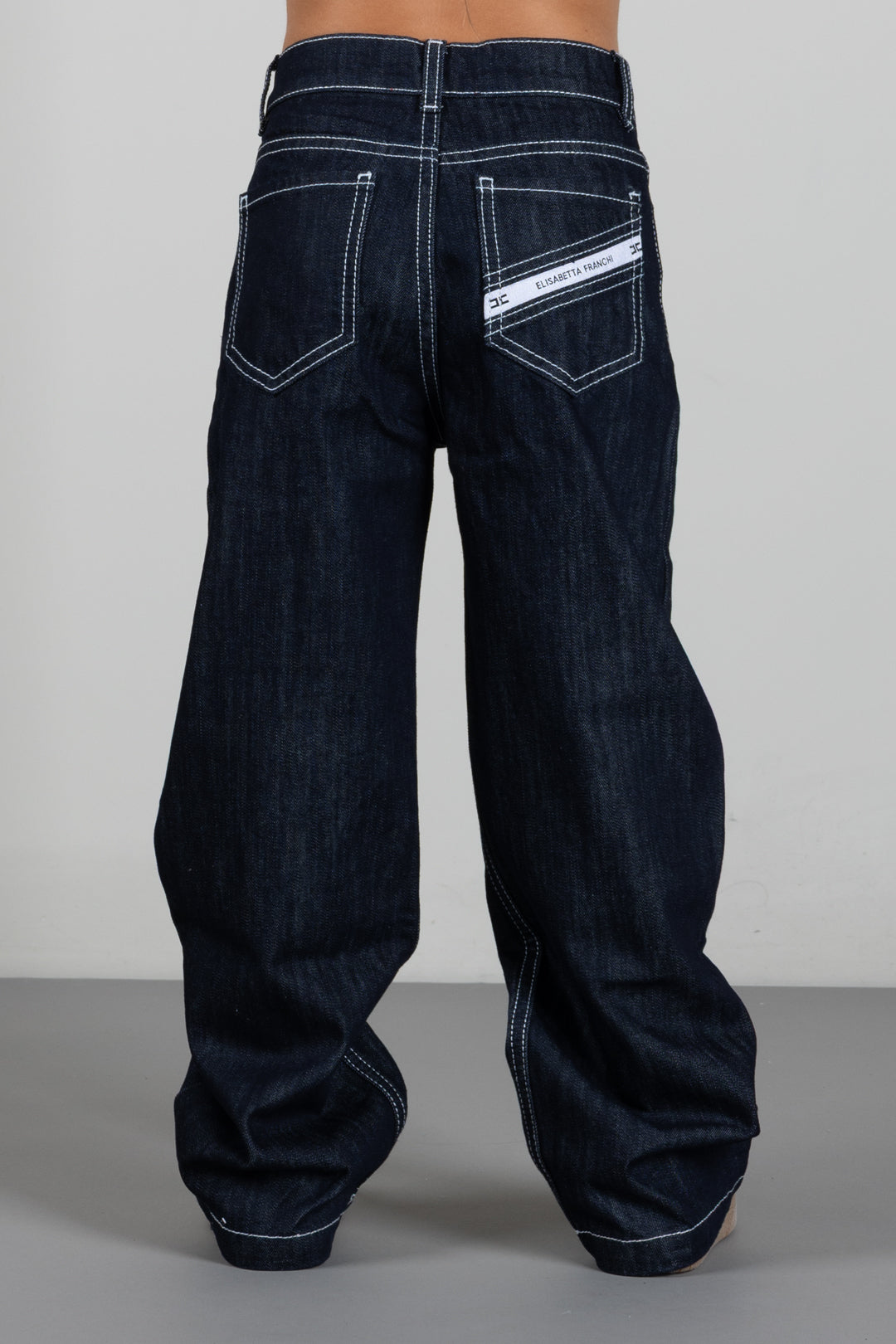 Elisabetta Franchi Bambina Jeans In Denim Scuro con Logo EFPA322CDF011.4040