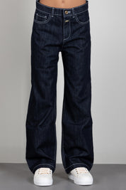 Elisabetta Franchi Bambina Jeans In Denim Scuro con Logo EFPA322CDF011.4040