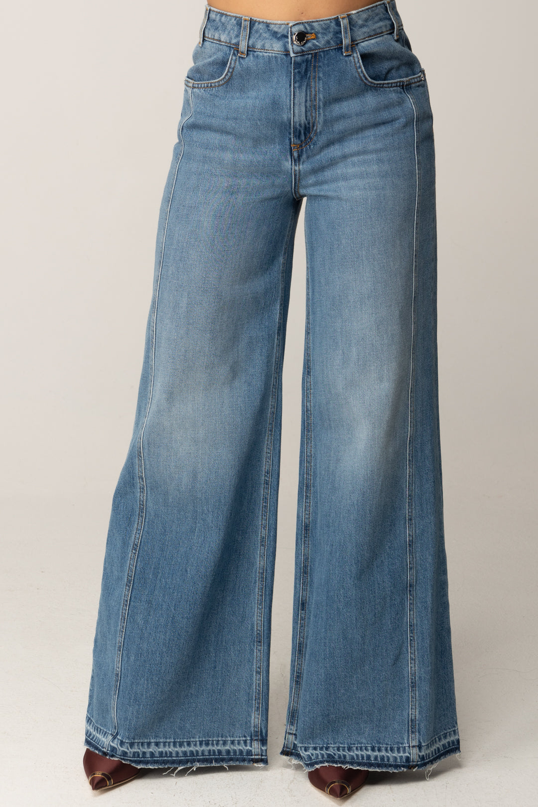 Manila Grace Jeans Palazzo a Vita Alta J309CU MEDIUM LIGHT