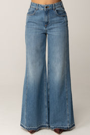 Manila Grace Jeans Palazzo a Vita Alta J309CU MEDIUM LIGHT