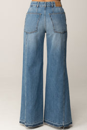 Manila Grace Jeans Palazzo a Vita Alta J309CU MEDIUM LIGHT