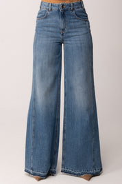 Manila Grace Jeans Palazzo a Vita Alta J309CU MEDIUM LIGHT
