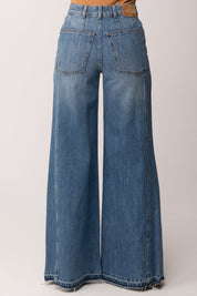 Manila Grace Jeans Palazzo a Vita Alta J309CU MEDIUM LIGHT