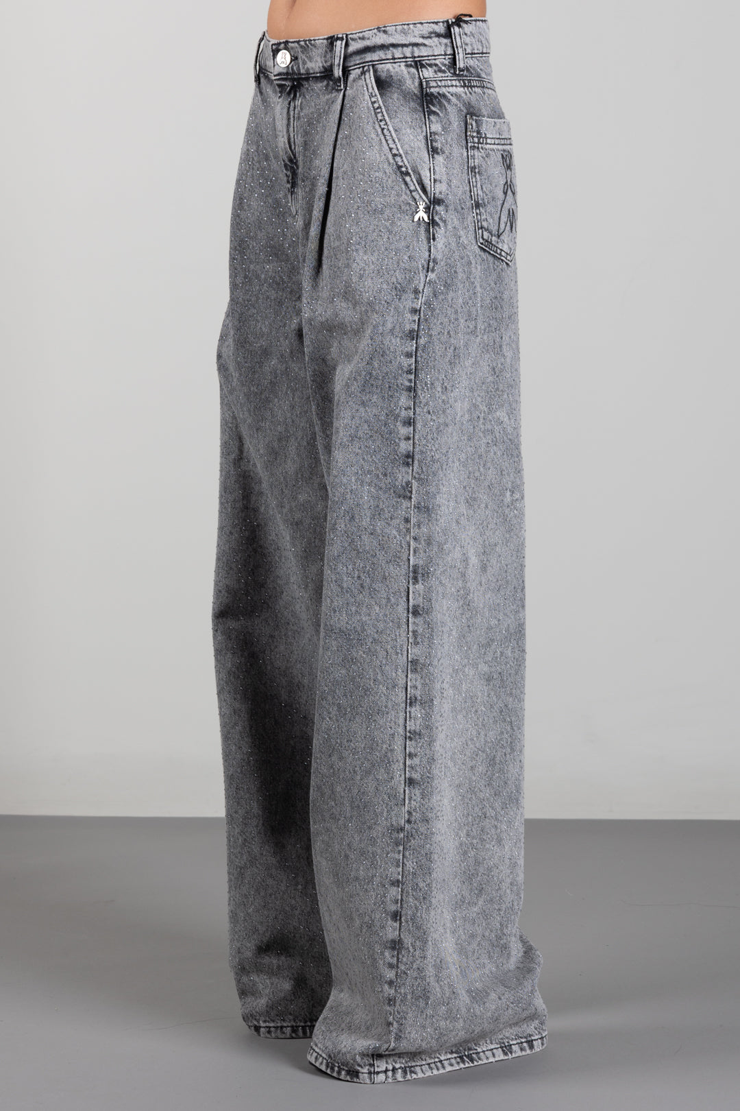 Patrizia Pepe Jeans Palazzo con Applicazioni Luminose 8P0000 D0000 GREY WASHED DENIM