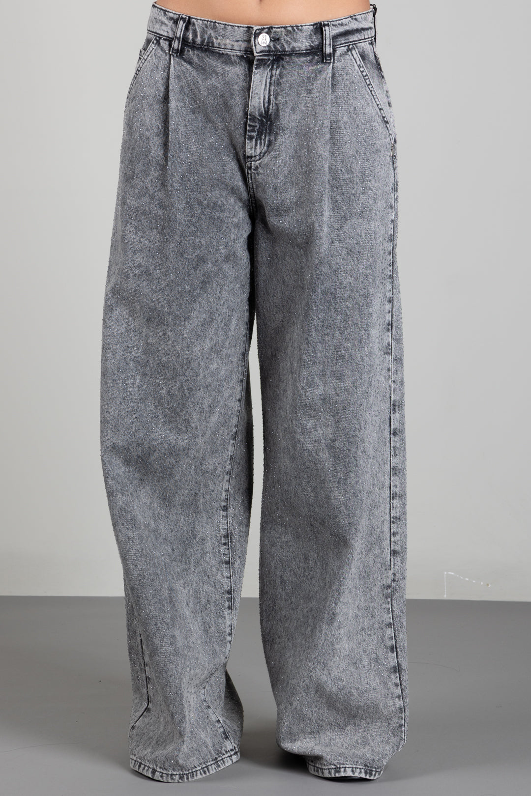 Patrizia Pepe Jeans Palazzo con Applicazioni Luminose 8P0000 D0000 GREY WASHED DENIM