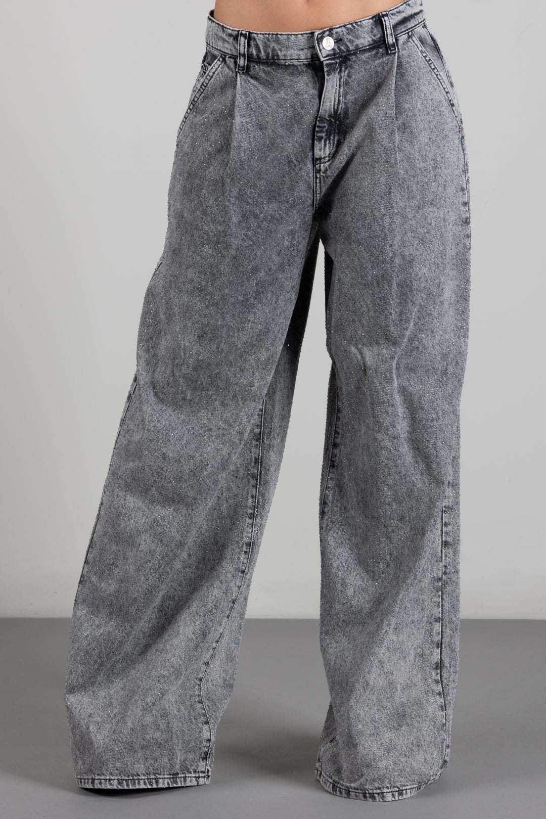 Patrizia Pepe Jeans Palazzo con Applicazioni Luminose 8P0000 D0000 GREY WASHED DENIM