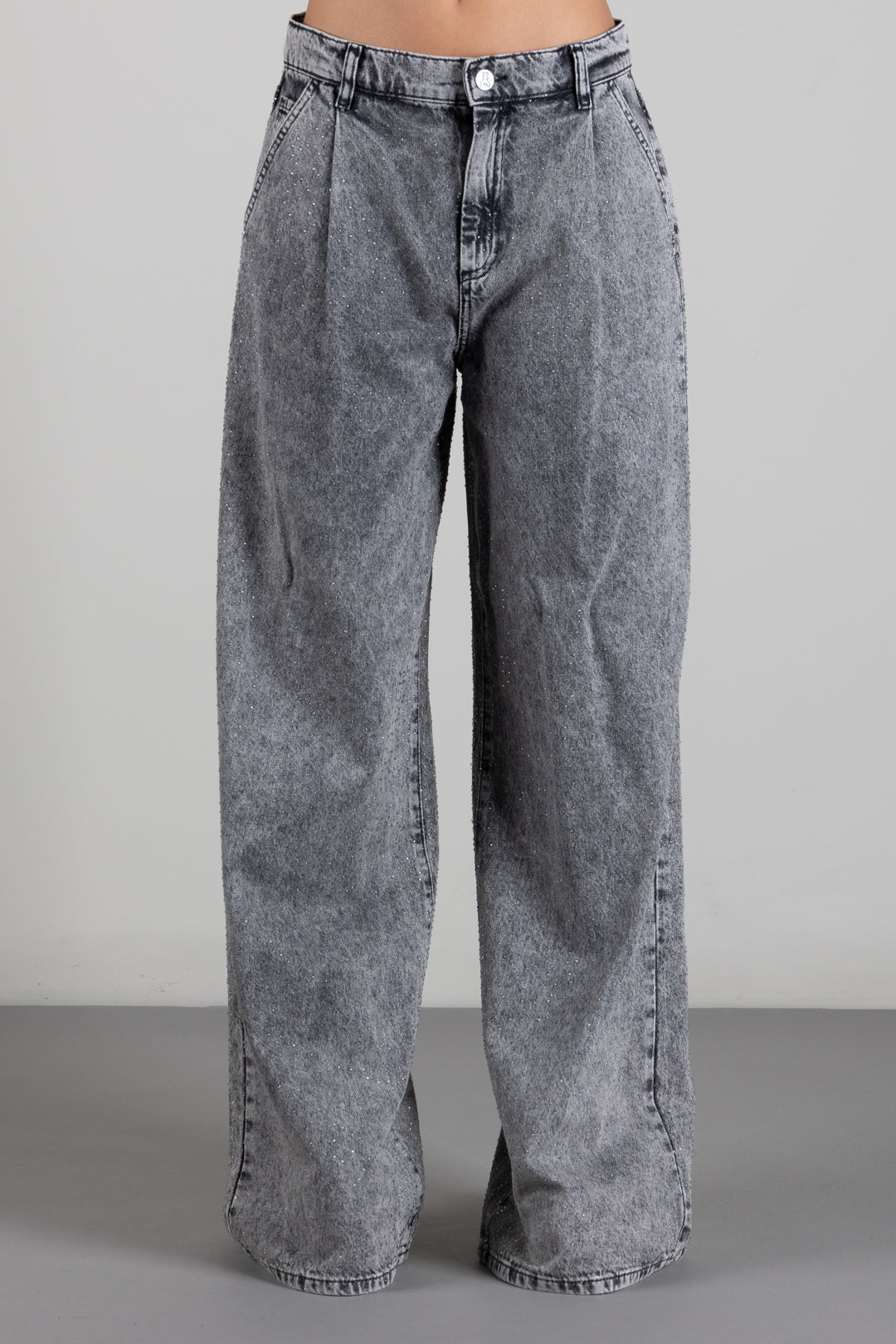 Patrizia Pepe Jeans Palazzo con Applicazioni Luminose 8P0000 D0000 GREY WASHED DENIM