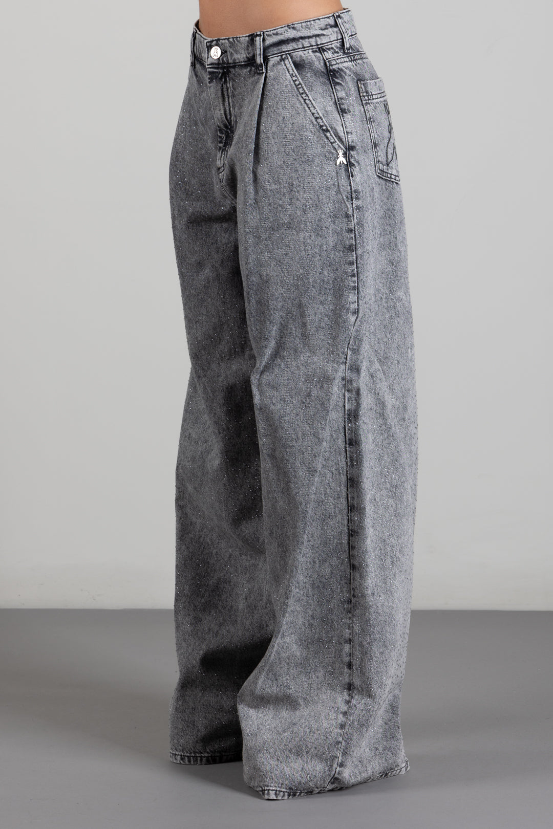 Patrizia Pepe Jeans Palazzo con Applicazioni Luminose 8P0000 D0000 GREY WASHED DENIM