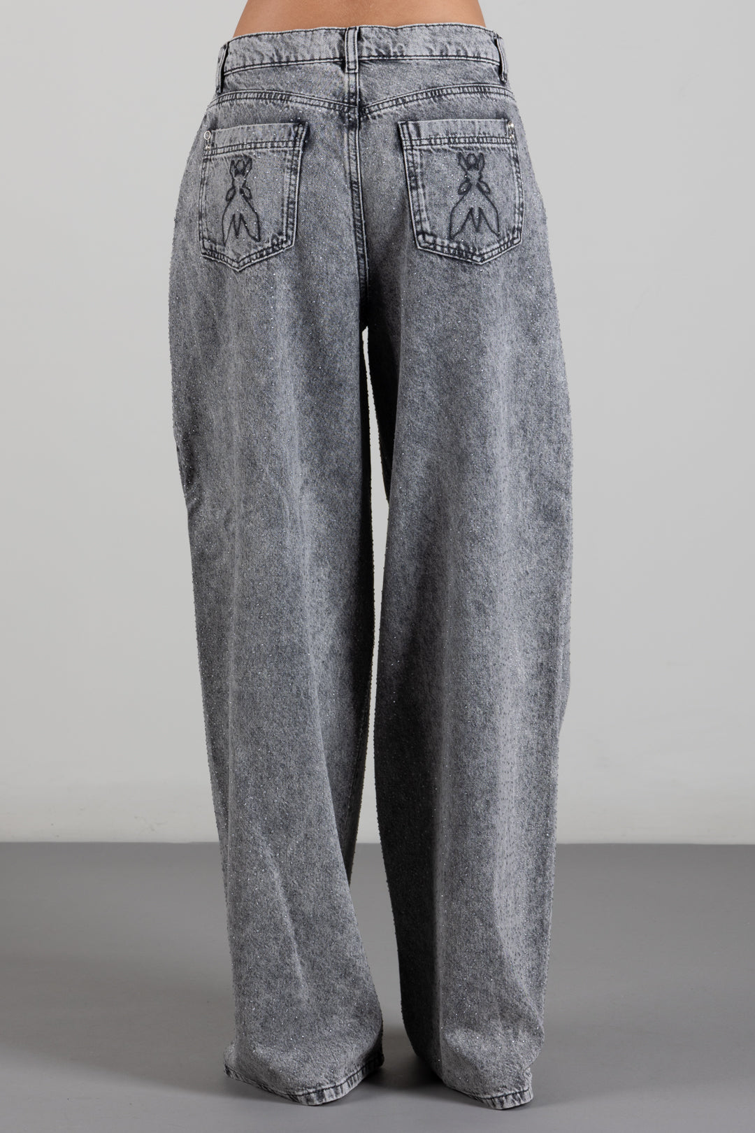 Patrizia Pepe Jeans Palazzo con Applicazioni Luminose 8P0000 D0000 GREY WASHED DENIM