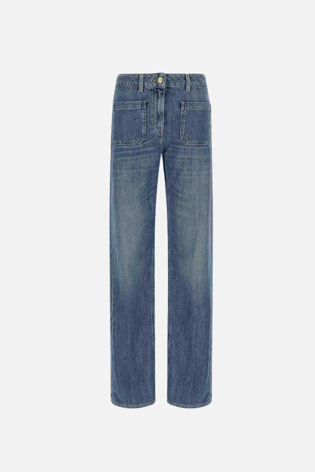 Elisabetta Franchi Jeans Palazzo con Logo Ricamato PJ17I66E2 BLUE VINTAGE