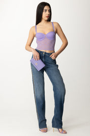 Elisabetta Franchi Jeans Palazzo con Maxi Zip Laterali PJ46I41E2 BLUE DENIM