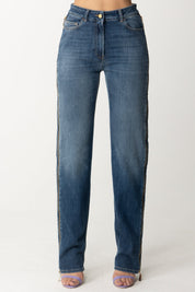 Elisabetta Franchi Jeans Palazzo con Maxi Zip Laterali PJ46I41E2 BLUE DENIM
