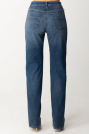 Elisabetta Franchi Jeans Palazzo con Maxi Zip Laterali PJ46I41E2 BLUE DENIM