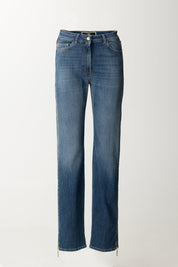Elisabetta Franchi Jeans Palazzo con Maxi Zip Laterali PJ46I41E2 BLUE DENIM