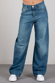 Elisabetta Franchi Bambina Jeans Palazzo con Pinces Ed Etichetta Ricamata EFPA323CDF011.4350