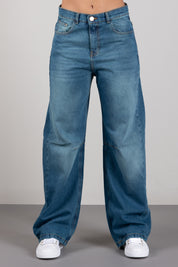 Elisabetta Franchi Bambina Jeans Palazzo con Pinces Ed Etichetta Ricamata EFPA323CDF011.4350