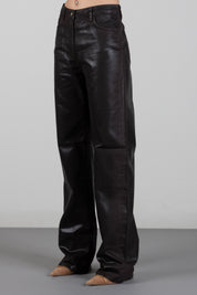 Elisabetta Franchi Jeans Palazzo Spalmati con Bottone Logo PJ26N66E2 DARK CHOCOLATE