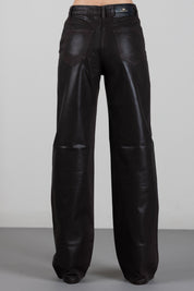 Elisabetta Franchi Jeans Palazzo Spalmati con Bottone Logo PJ26N66E2 DARK CHOCOLATE