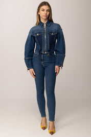 Elisabetta Franchi Jeans Skinny a Vita Alta con Dettaglio Logo PJ30I61E2 BLUE VINTAGE