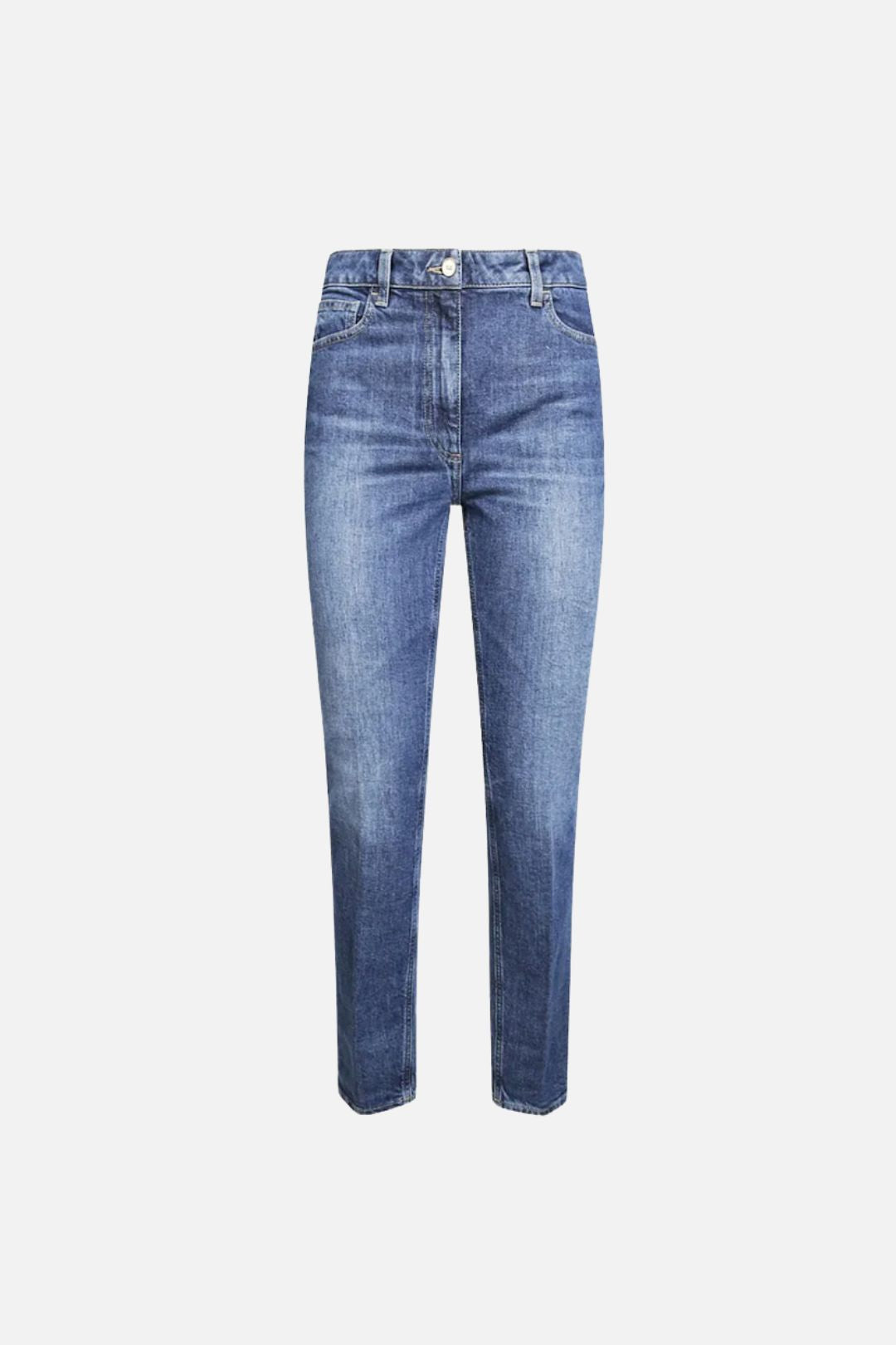 Elisabetta Franchi Jeans Skinny a Vita Media con Piega PJ11I66E2 BLUE VINTAGE