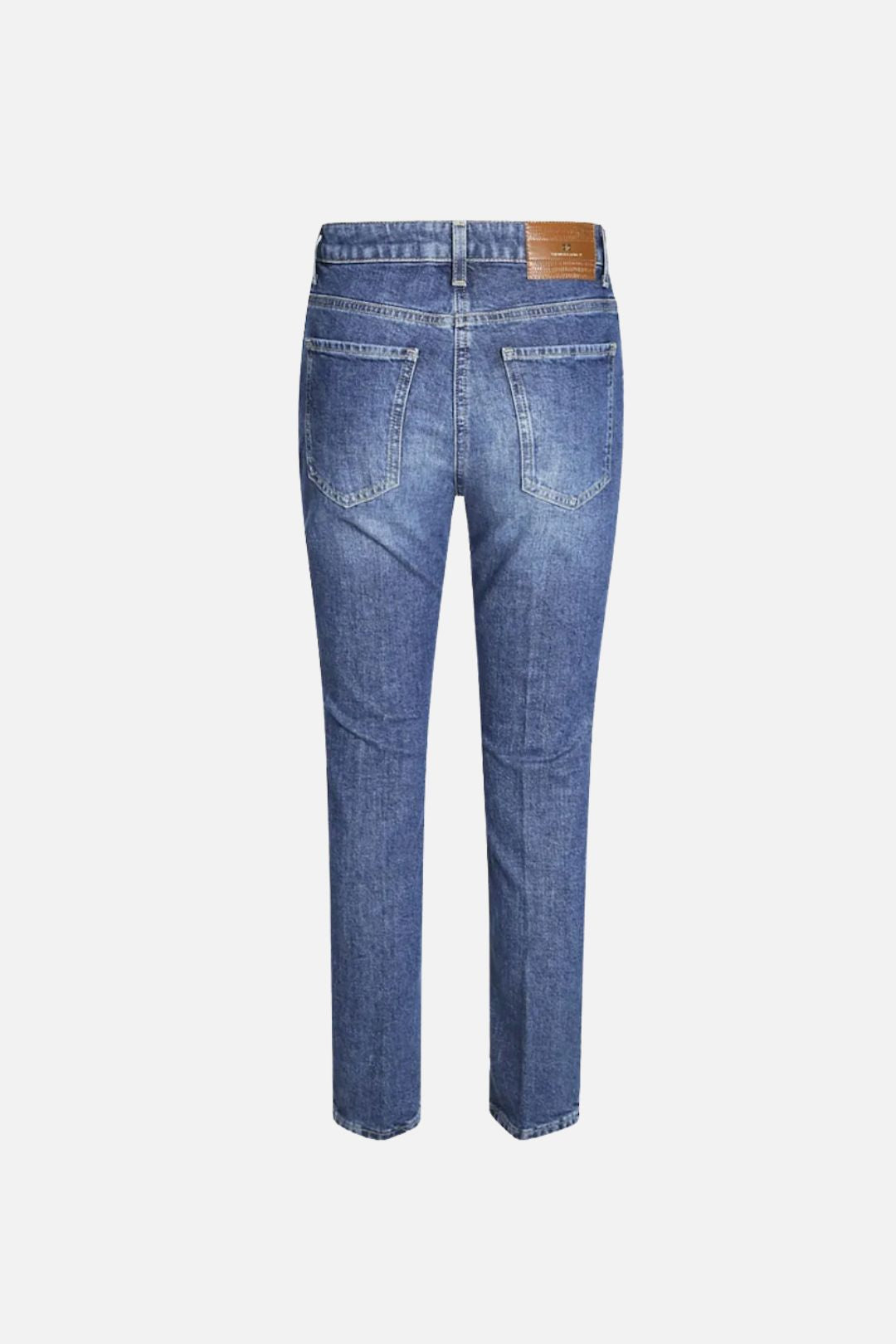 Elisabetta Franchi Jeans Skinny a Vita Media con Piega PJ11I66E2 BLUE VINTAGE