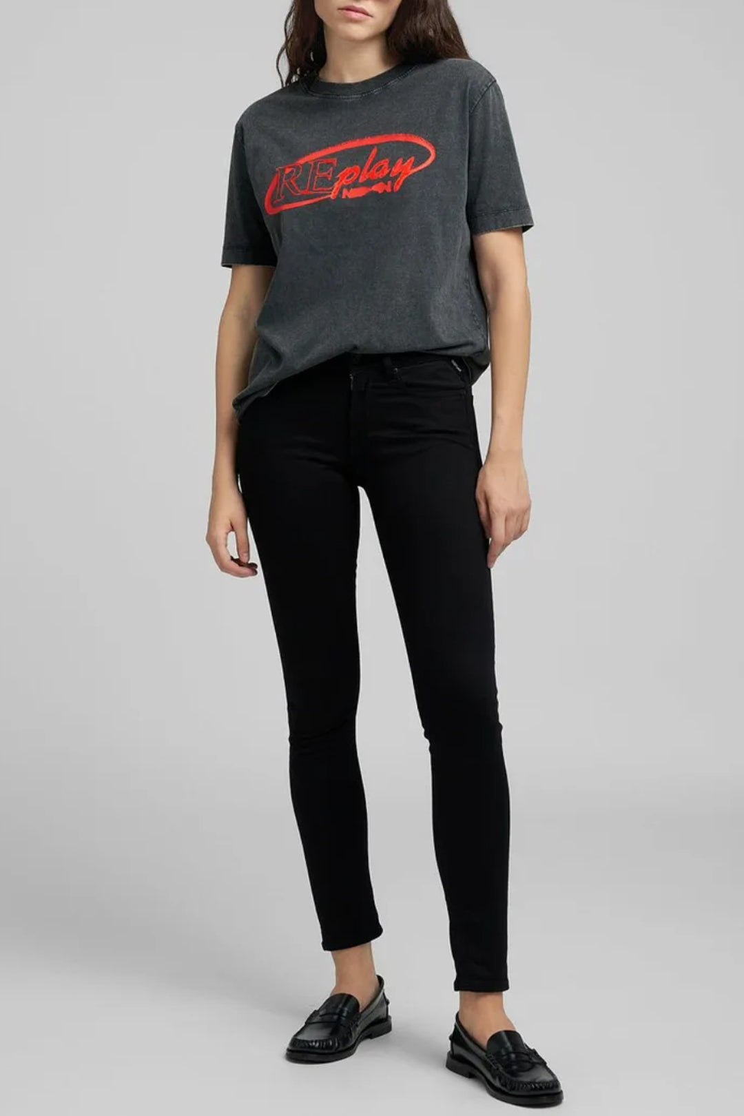 Replay Jeans Skinny Fit In Denim Stretch Nero WH689 .000.85B 09A BLACK